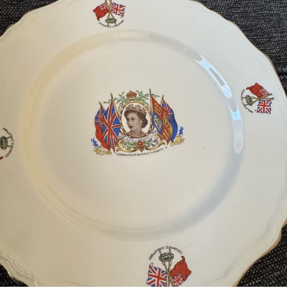 Elegant Cream Decorative Plate with British Motif - Picture 2 of 5